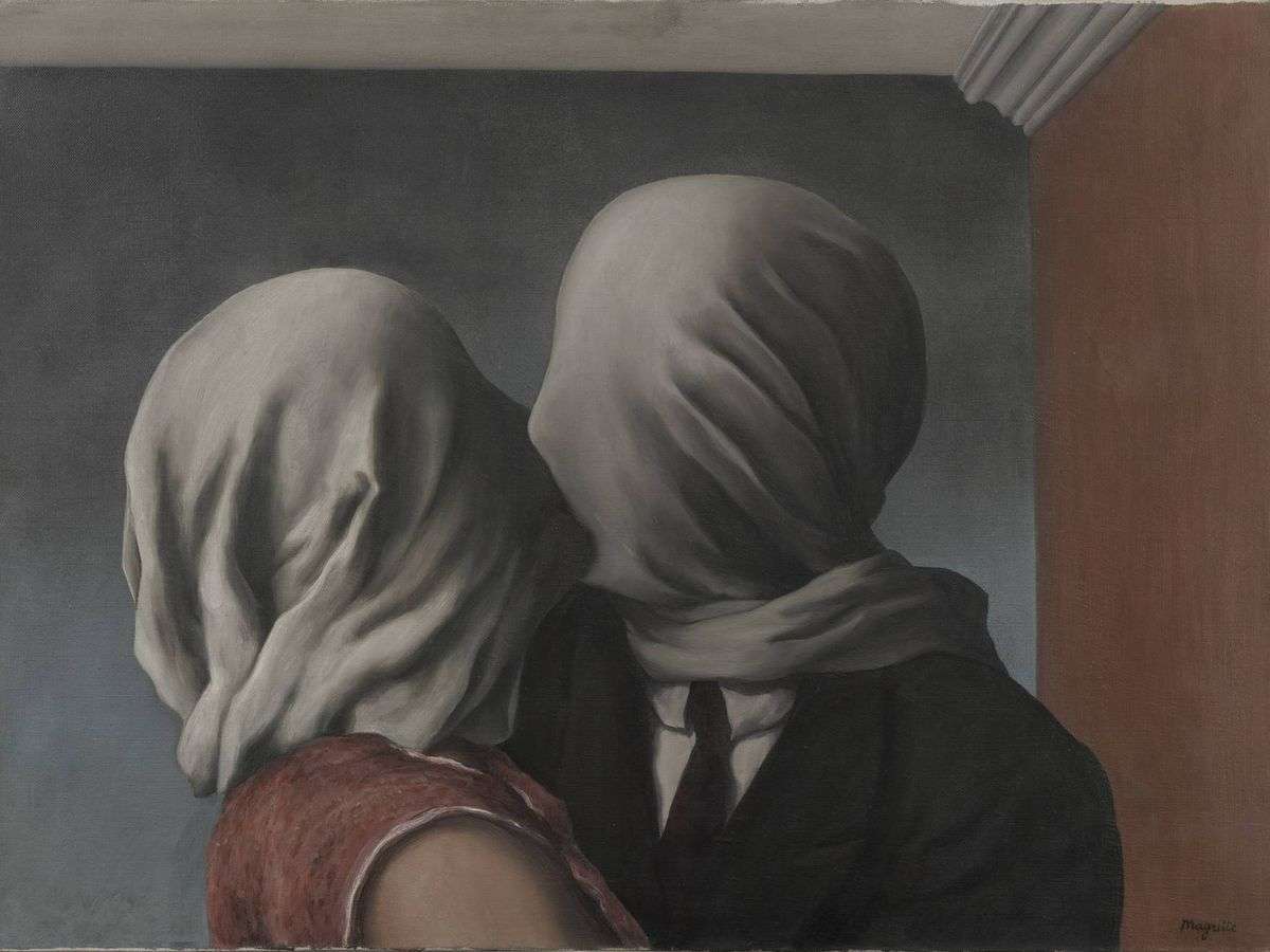 magritte's kiss puzzle online from photo