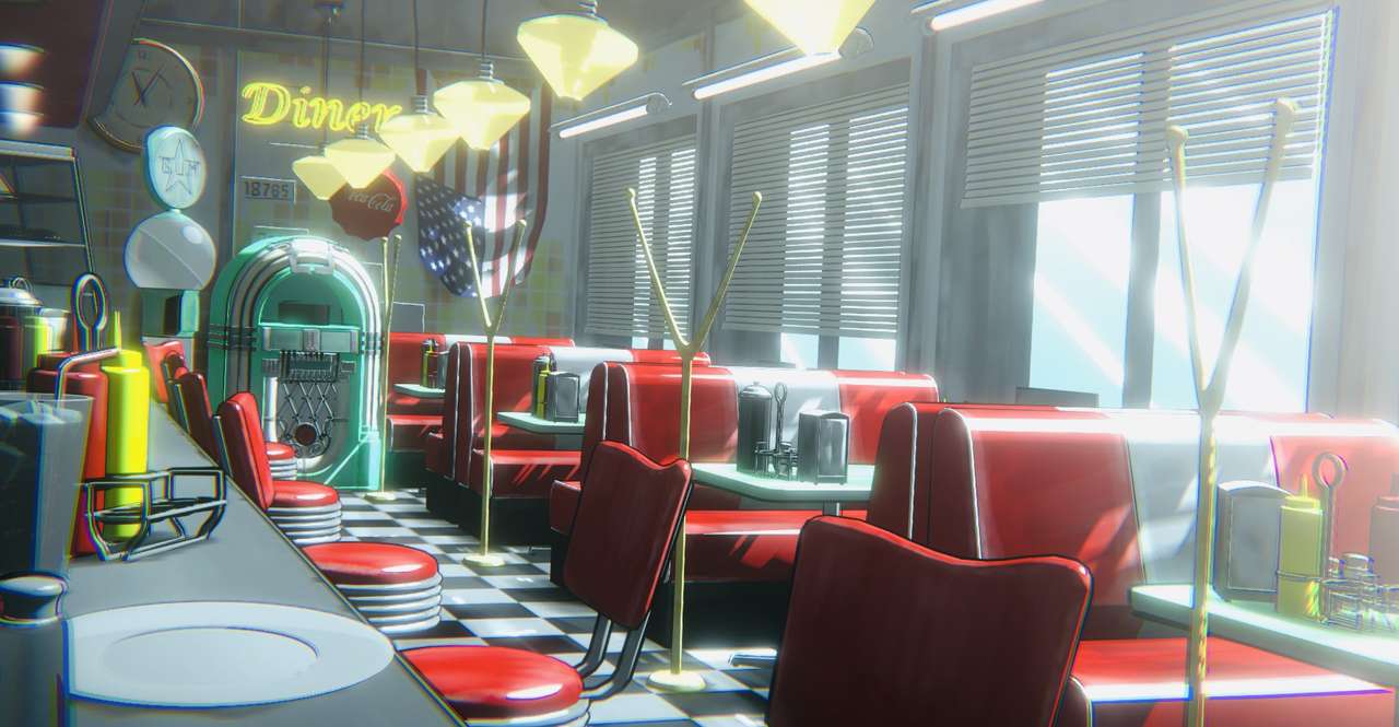 Empty diner puzzle online from photo