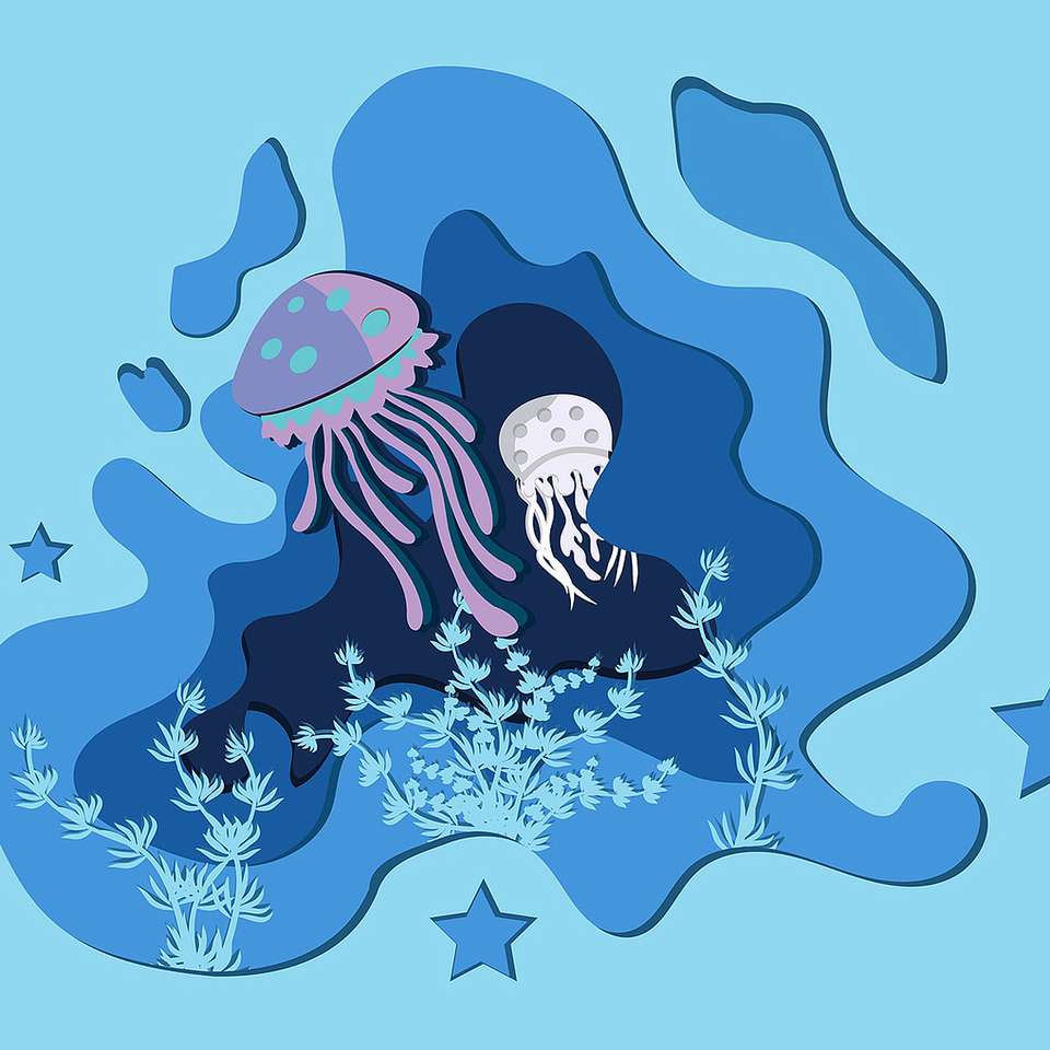 Jellyfish in the Sea puzzle online from photo