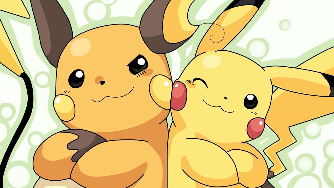 Pikachu och Raichou pussel online från foto