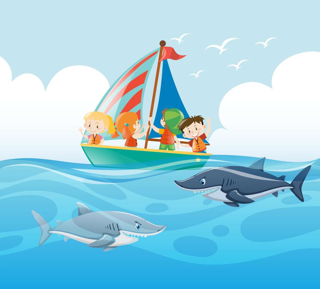 niños navegando en el mar 写真からオンラインパズル