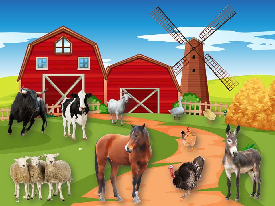 農場の動物 写真からオンラインパズル