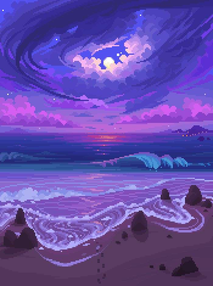lila tengerpart puzzle online fotóról