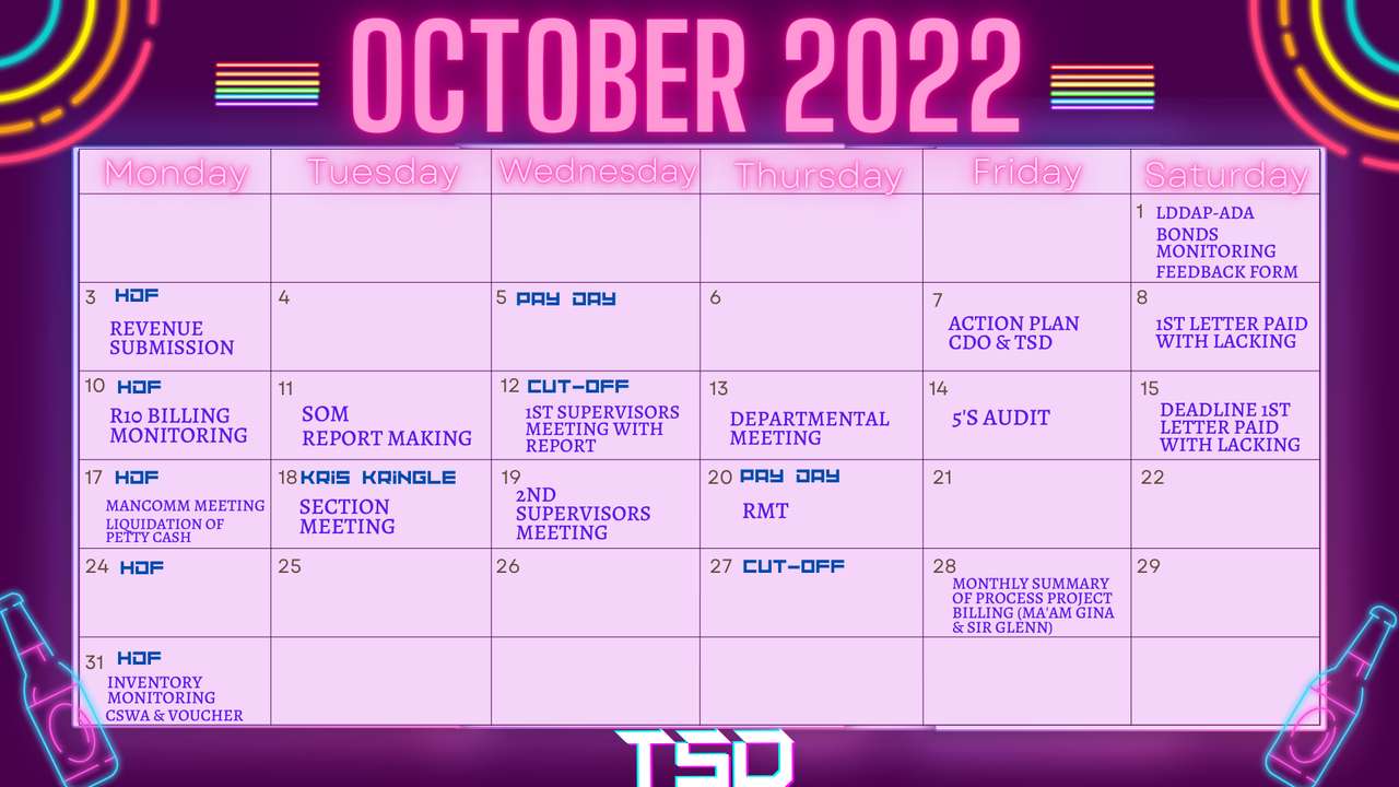 Календар на събитията онлайн пъзел