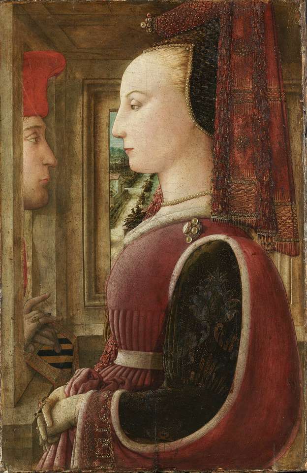 Porträt eines Mannes und einer Frau an einem Fensterflügel Online-Puzzle