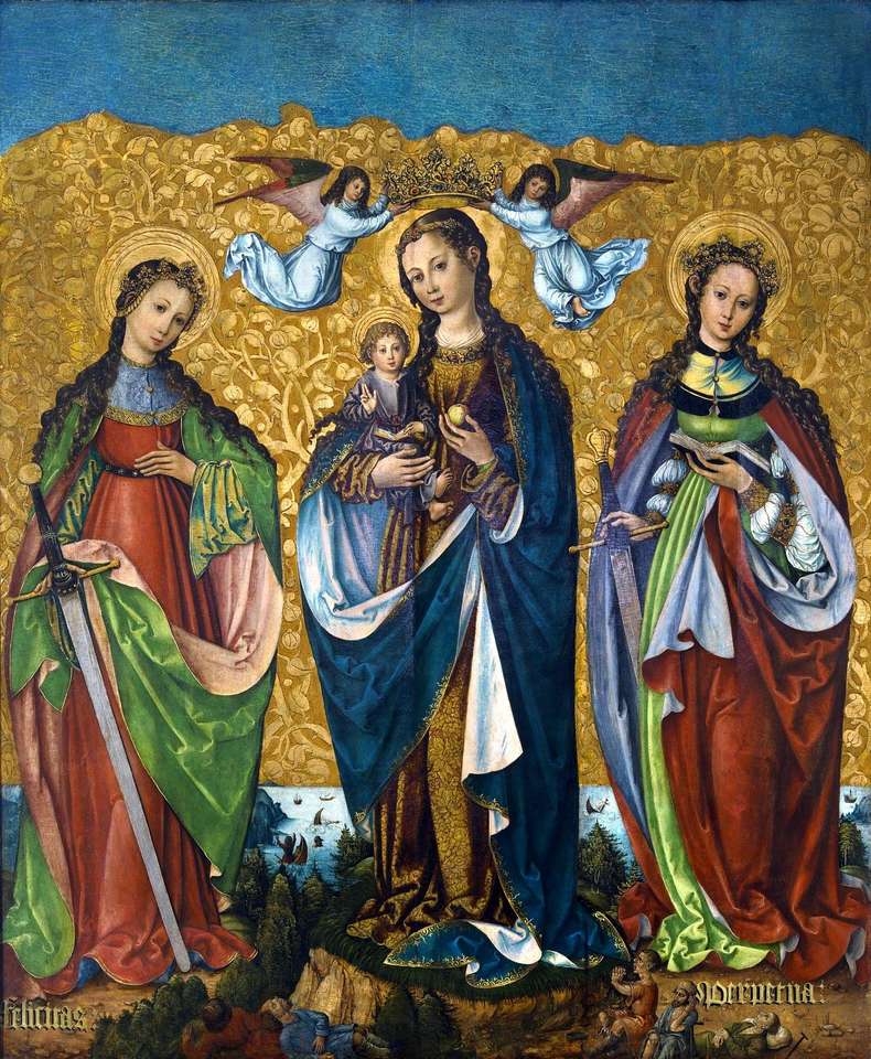 Мария с младенцем и святые Фелисити и Перпетуя онлайн-пазл