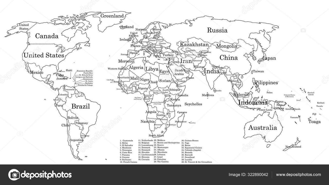 mapa světa online puzzle
