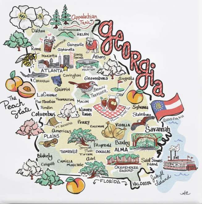 Carte illustrée de la Géorgie puzzle en ligne
