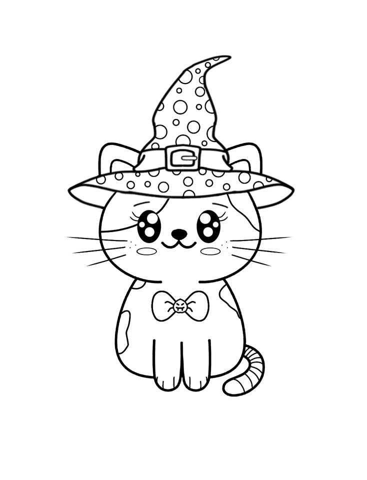 pisică de halloween drăguță și kawaii puzzle online