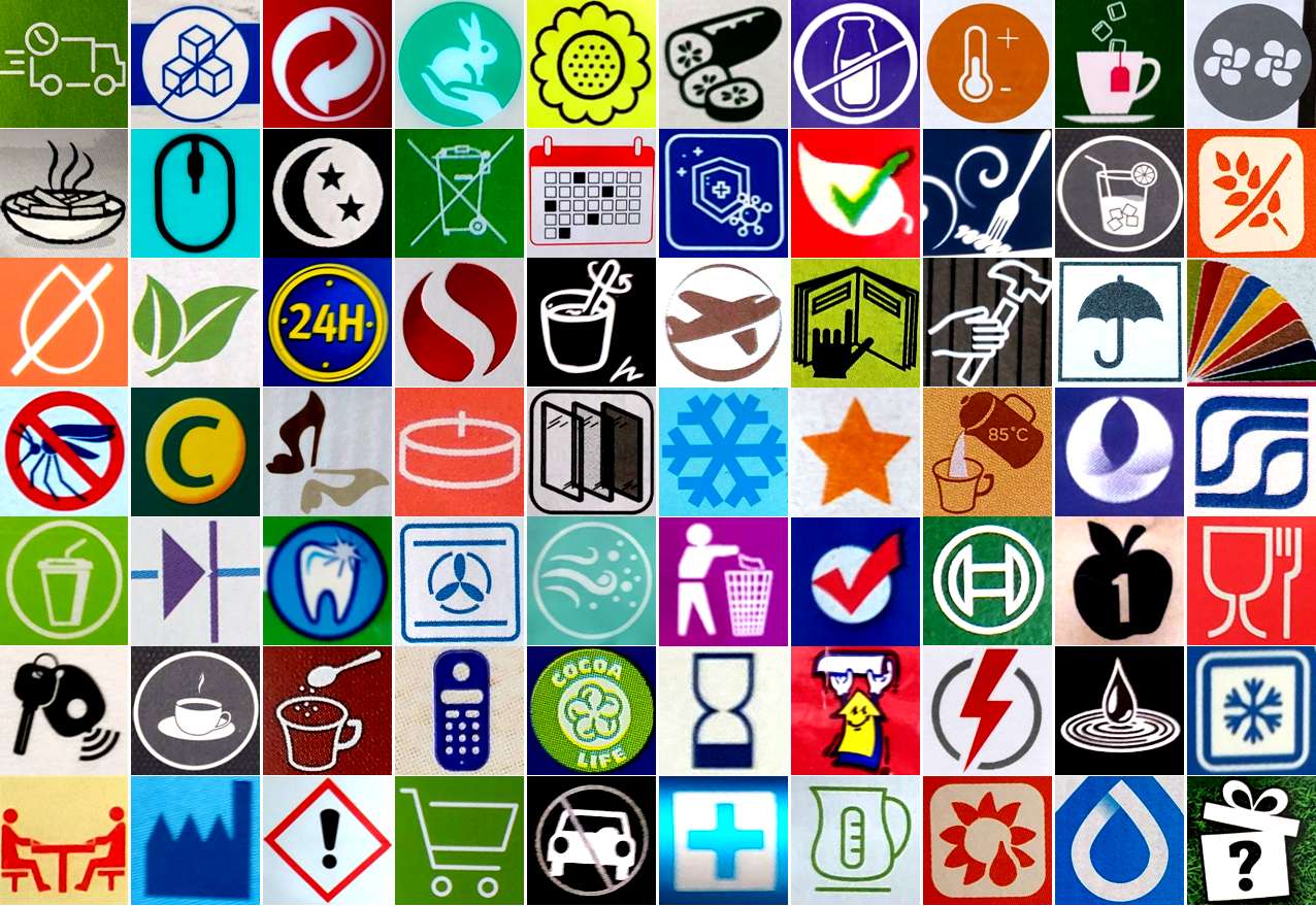 Simboluri din ambalaj puzzle online din fotografie