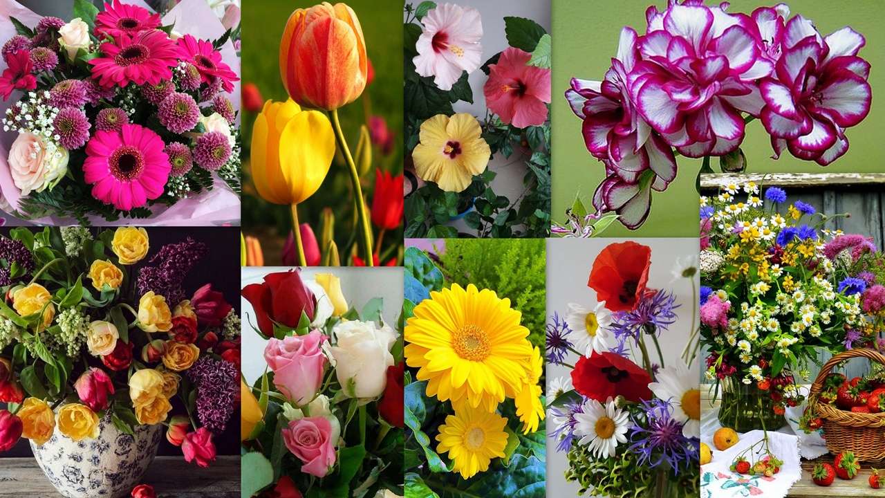 Mix floral puzzle online a partir de fotografia