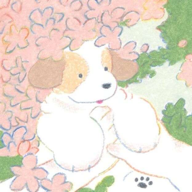 perrito con flores puzzle online fotóról
