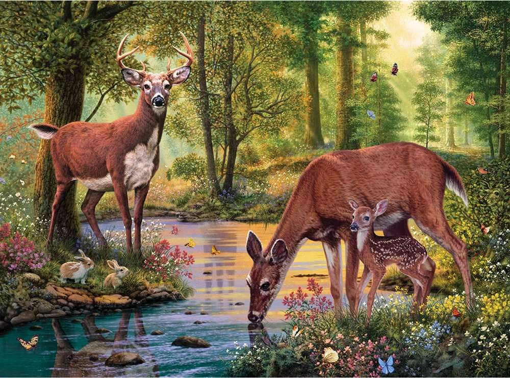 Deer in forest puzzle online from photo