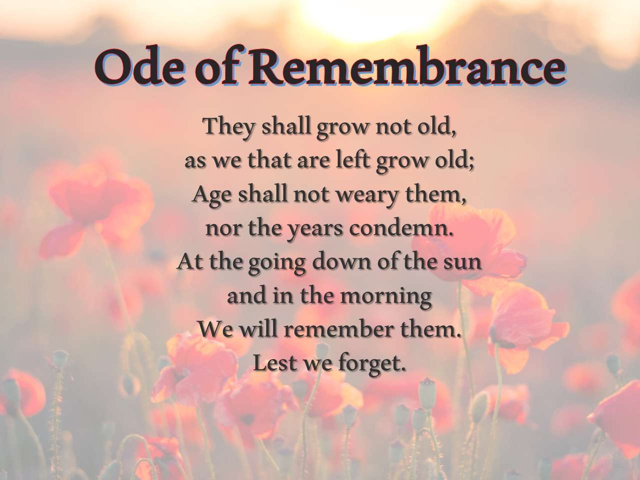 Ode of Remembrance online puzzle