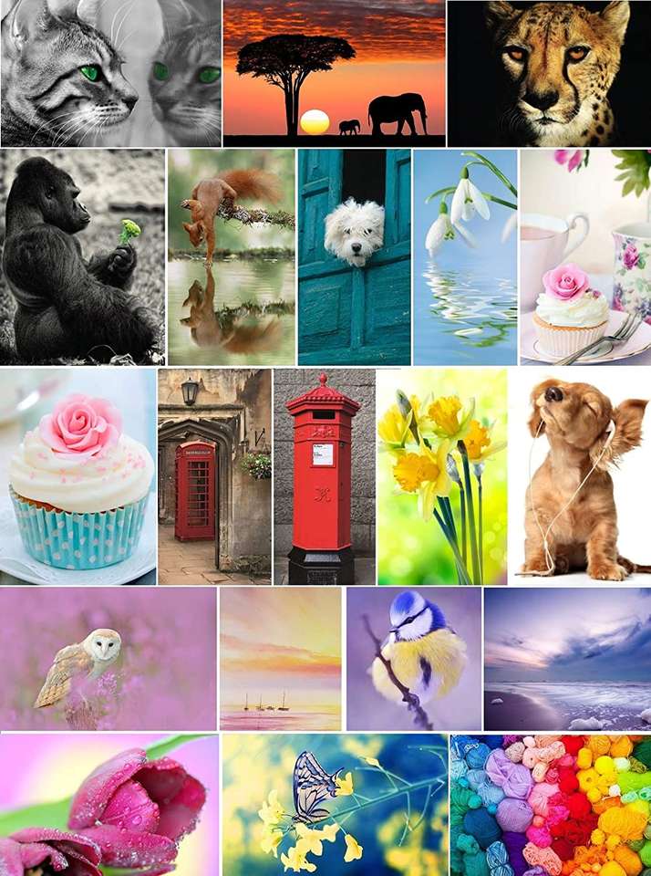 Cartão postal de animais e paisagens puzzle online a partir de fotografia