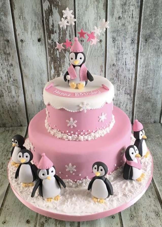pastel de pinguino puzzle online a partir de foto