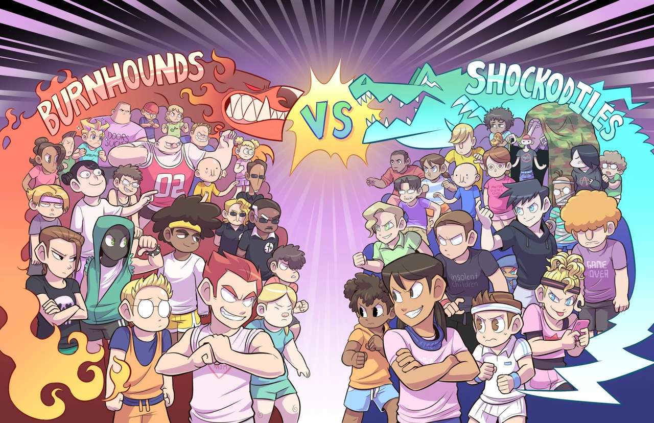 Hitball: Burnhounds vs Shockodile puzzle online da foto