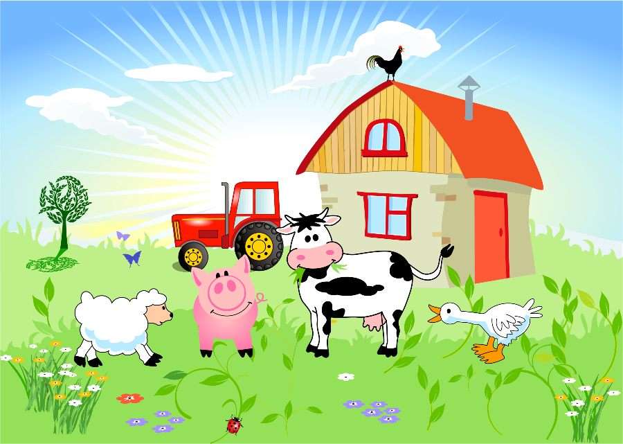 Farm animals puzzle online from photo
