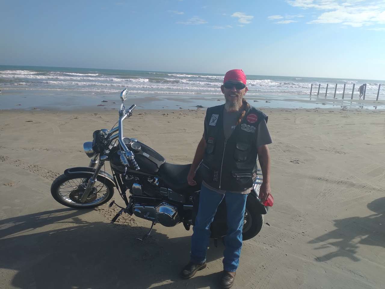 Мотоцикл і я на пляжі онлайн пазл