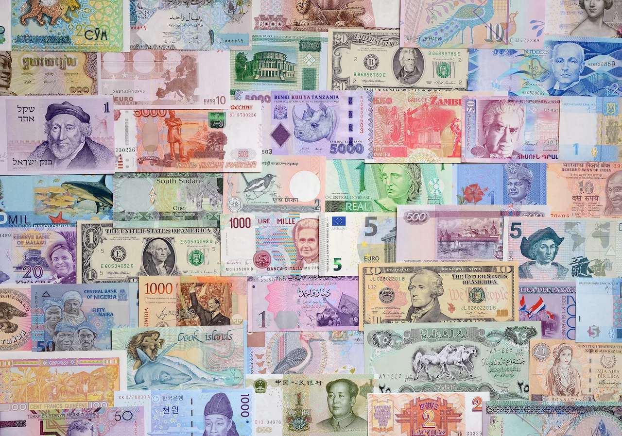 Banknotes from around the world puzzle online from photo