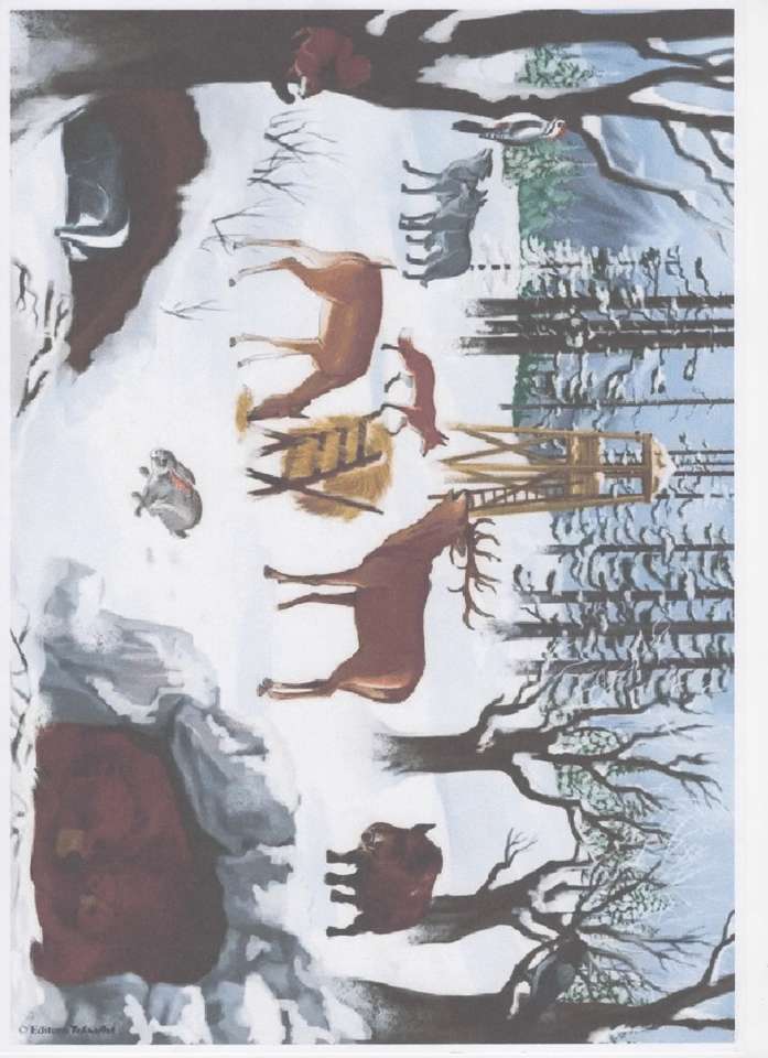 Animals in winter puzzle online from photo