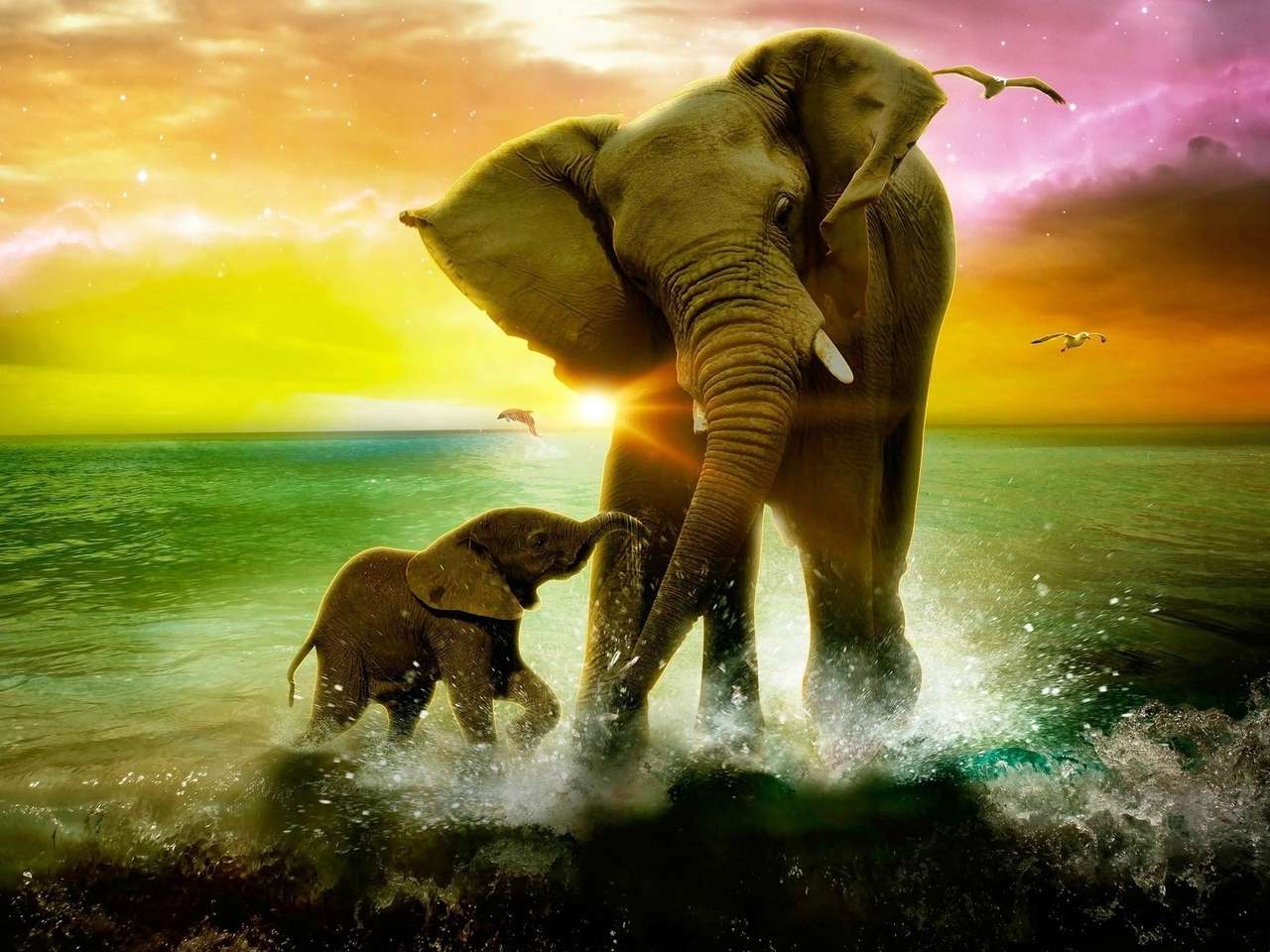 Elefant pussel online från foto