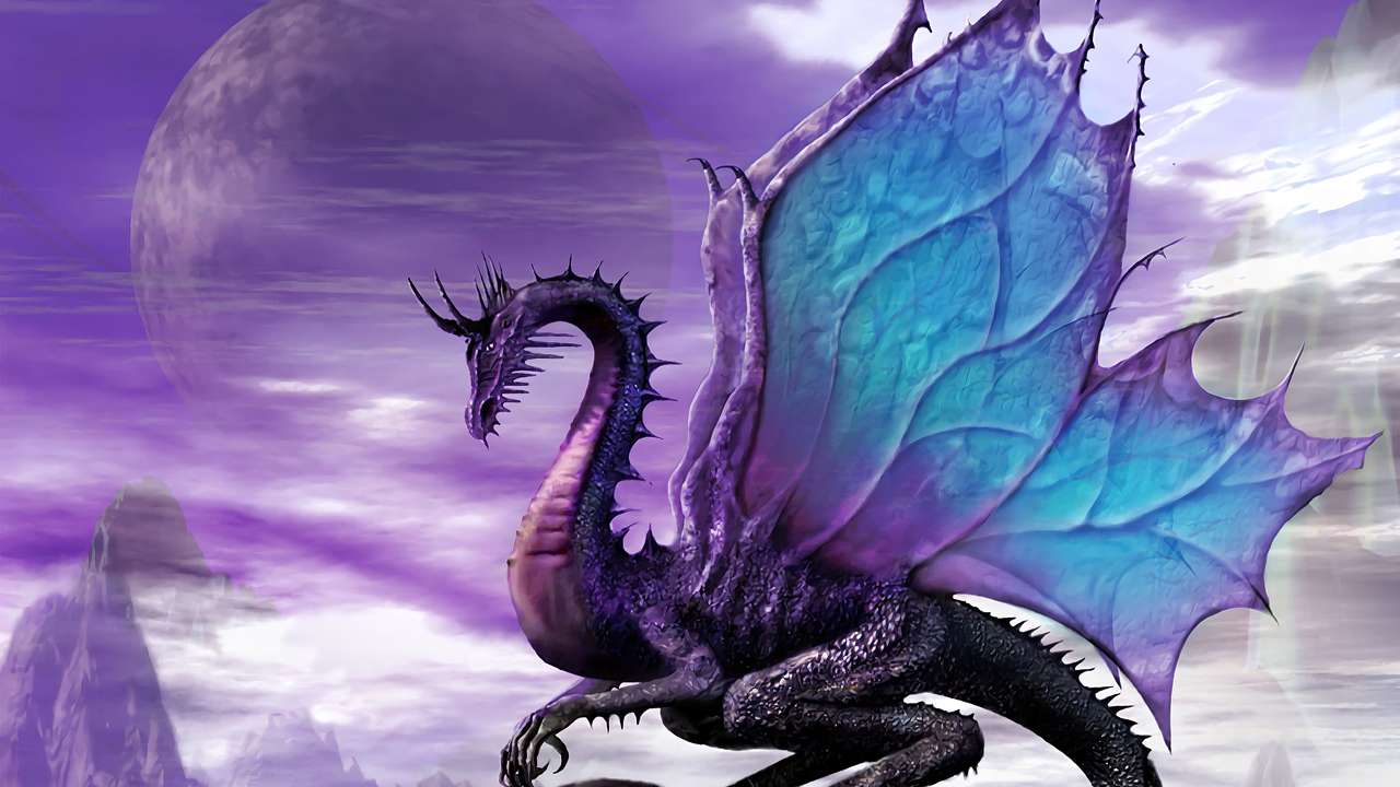 Purpurový drak Ellie puzzle online z fotografie