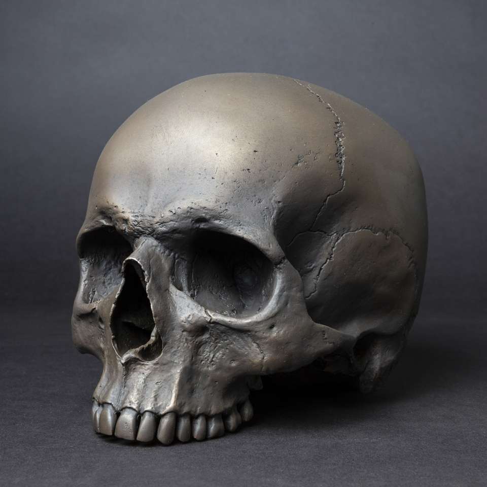 Crâne en métal puzzle en ligne à partir d'une photo