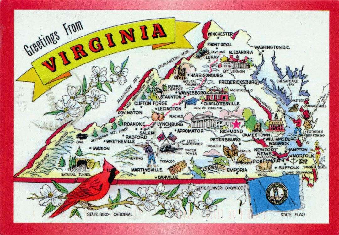 Greeting from Virginia Map puzzle online from photo