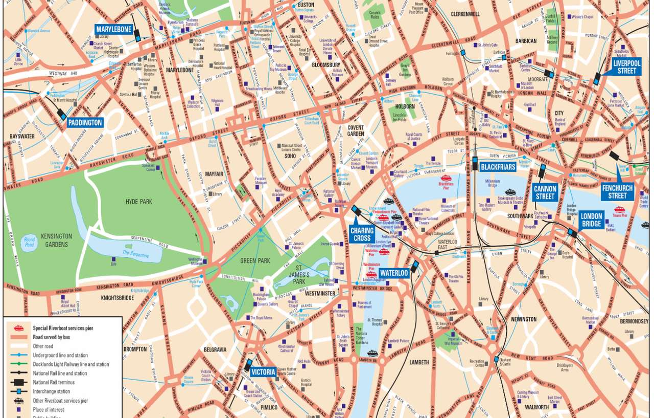 Mapa de Londres puzzle online a partir de fotografia