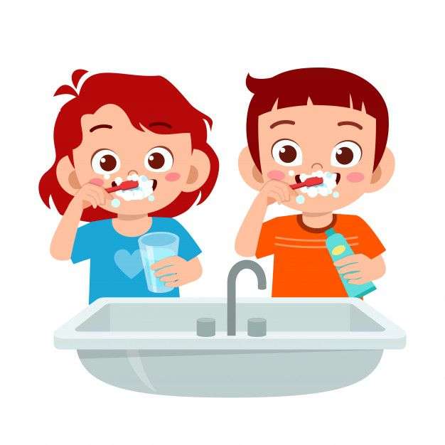 діти чистять зуби онлайн пазл