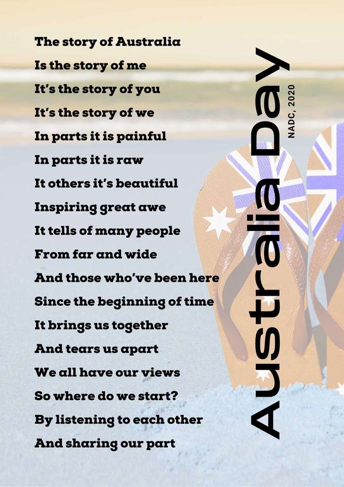 NADCによるオーストラリアデーの詩 写真からオンラインパズル