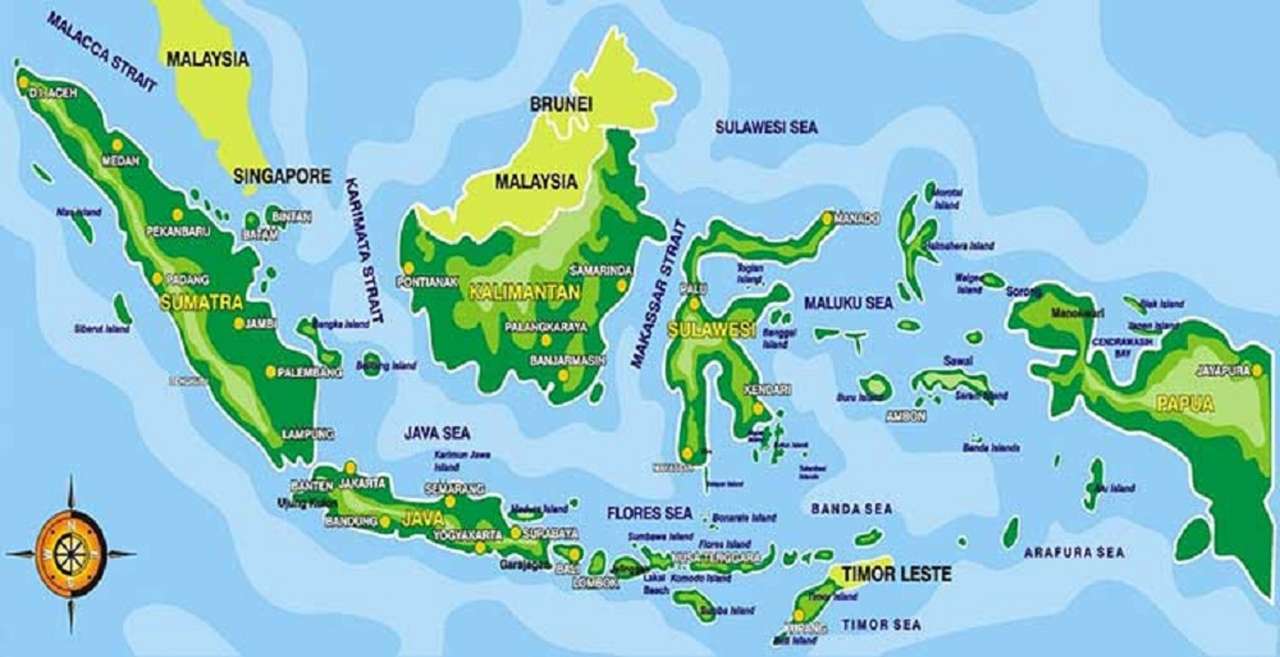 Peta Indonésia puzzle online a partir de fotografia