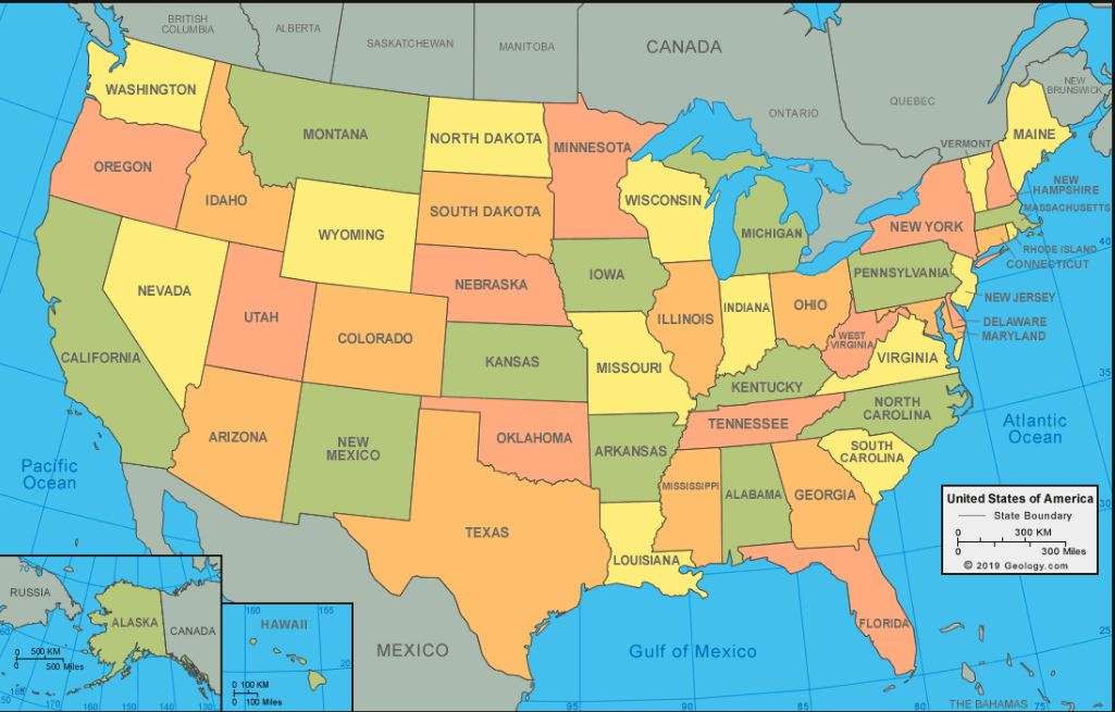 карта на САЩ онлайн пъзел от снимка