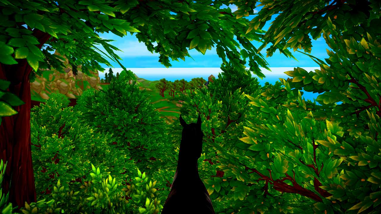 Pussel: En svart häst i skogen i StarStable Pussel online