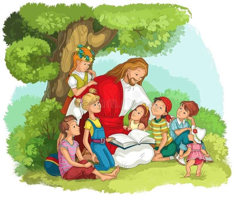 Jesus med barn Pussel online