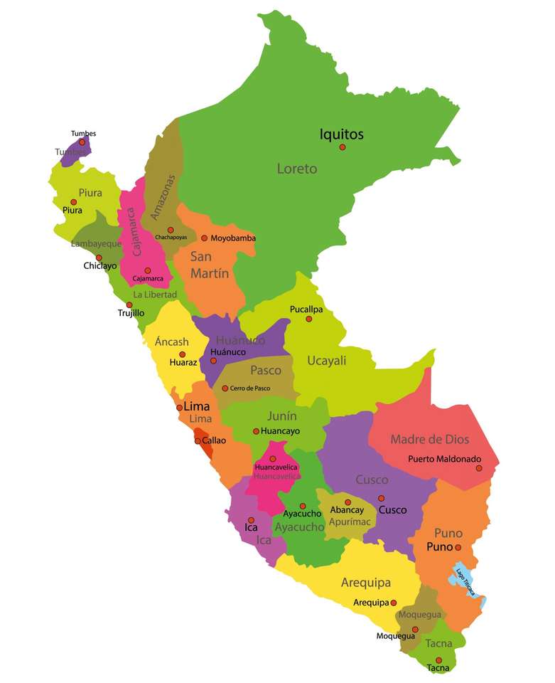 Χάρτης του Περού παζλ online από φωτογραφία