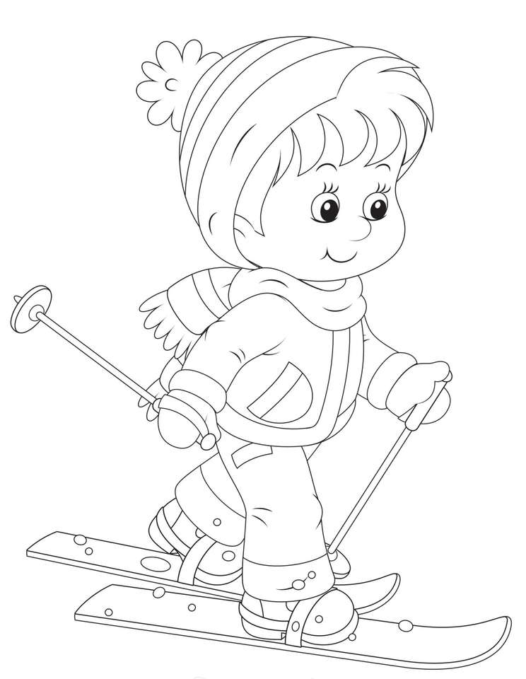 Dječak, skije παζλ online από φωτογραφία