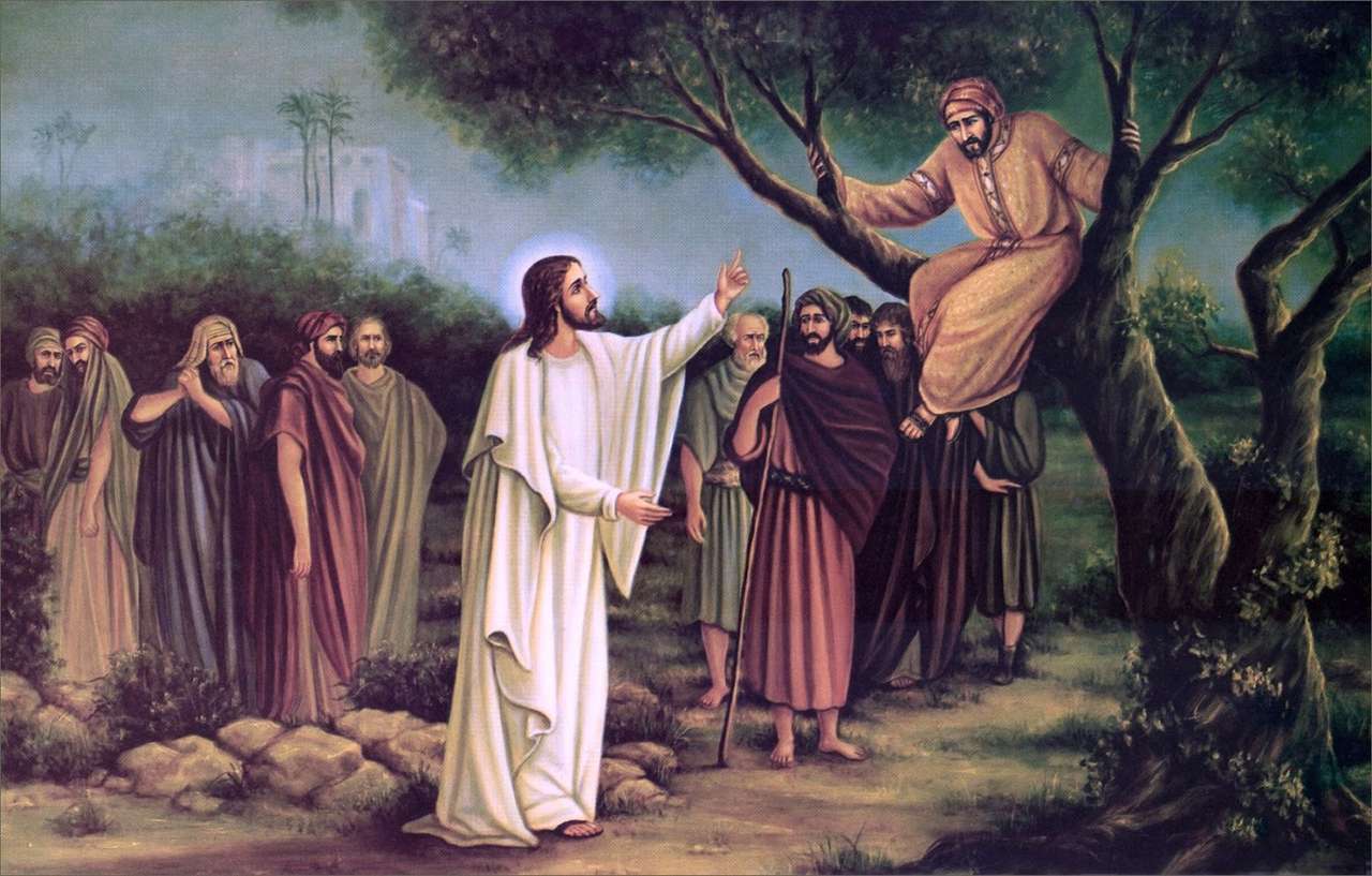Zákeus találkozása Jézus Krisztussal online puzzle