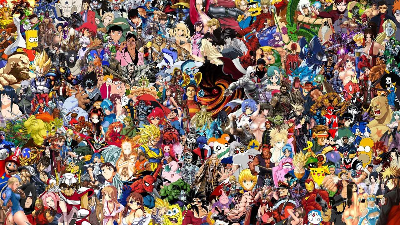 HD Anime Mashup puzzle online from photo