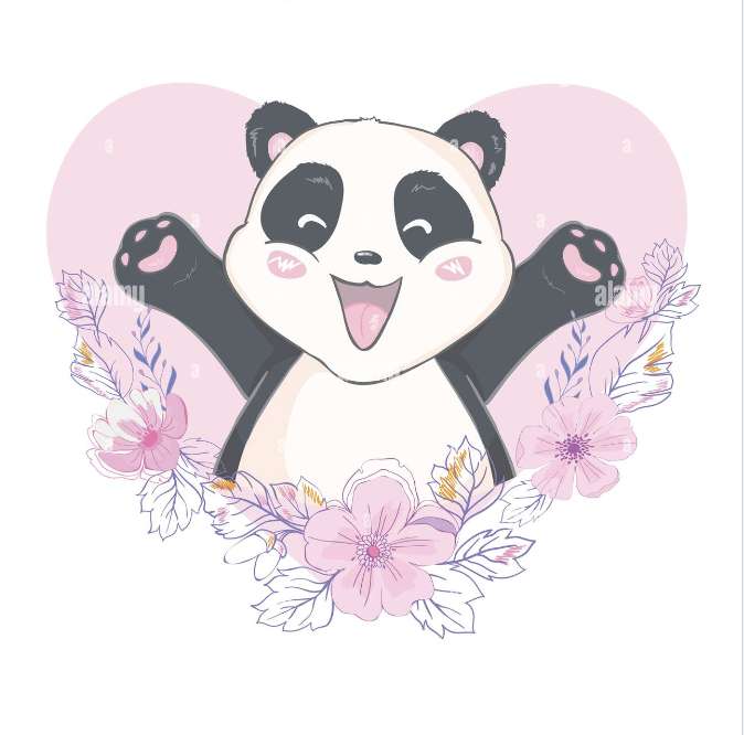 Panda szív virág puzzle online fotóról