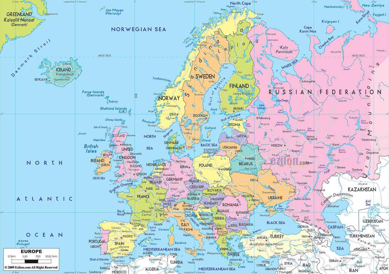 Map of Europe online puzzle