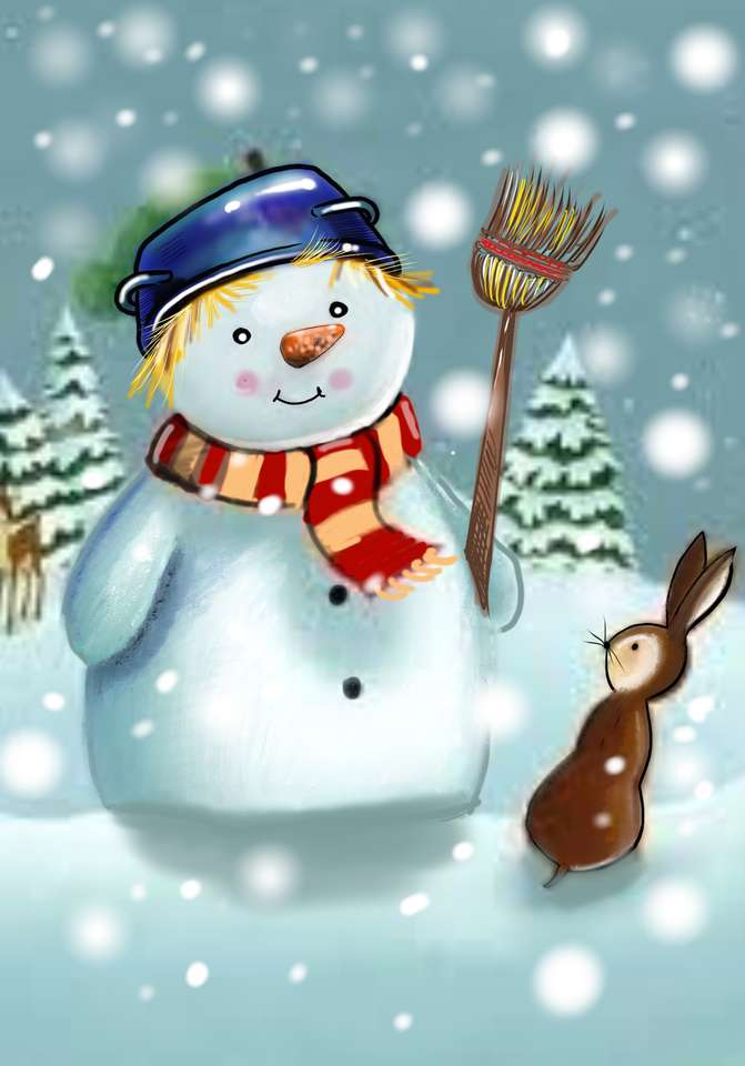 Снегович и зеко онлайн пъзел от снимка