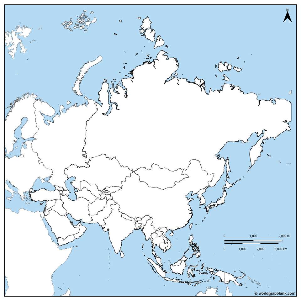 Ázsia térkép online puzzle