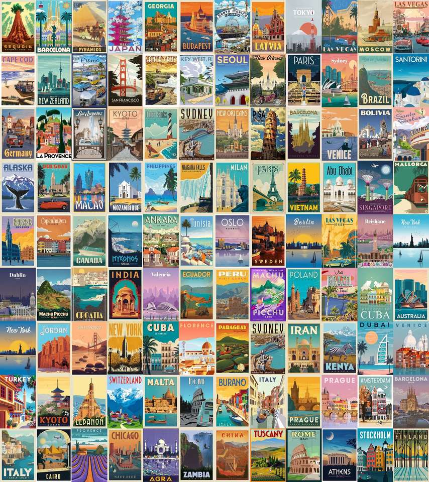 Cestovní plakáty puzzle online z fotografie