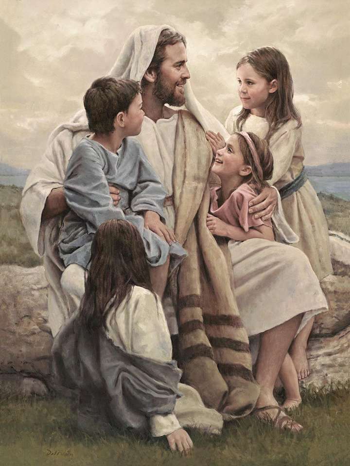 Cristo con niños rompecabezas en línea