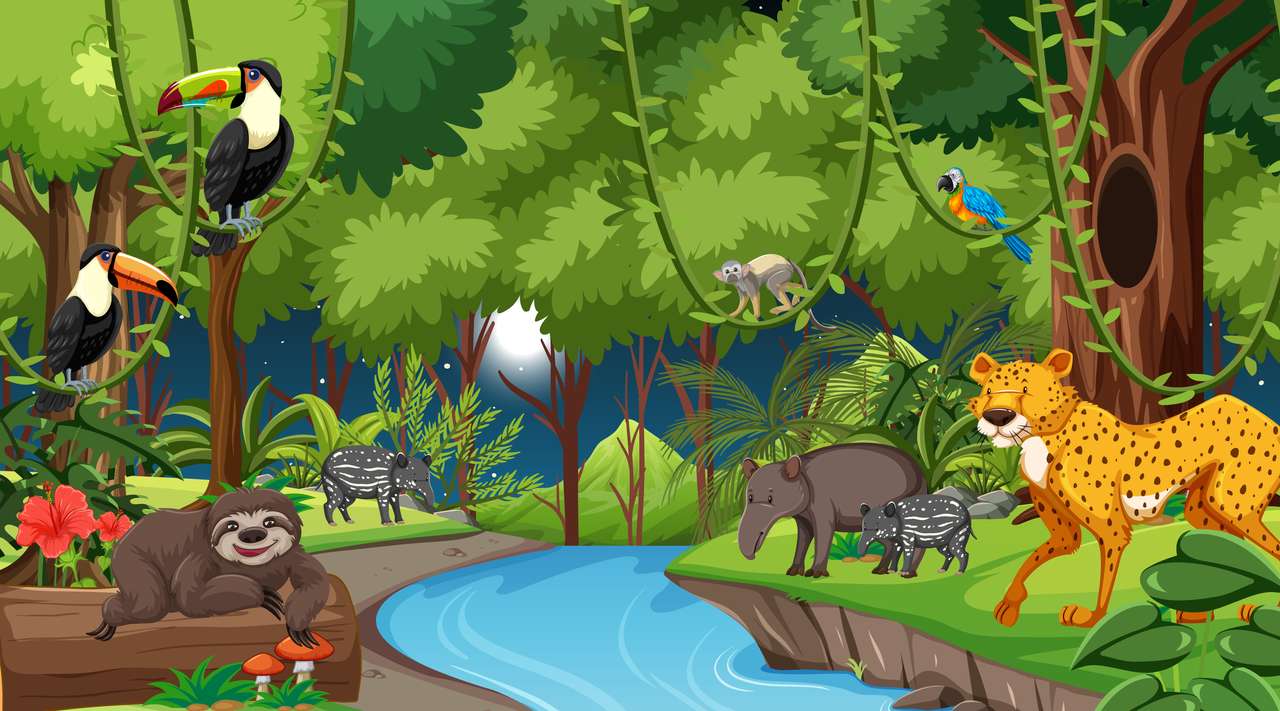 selva y animales puzzle online from photo