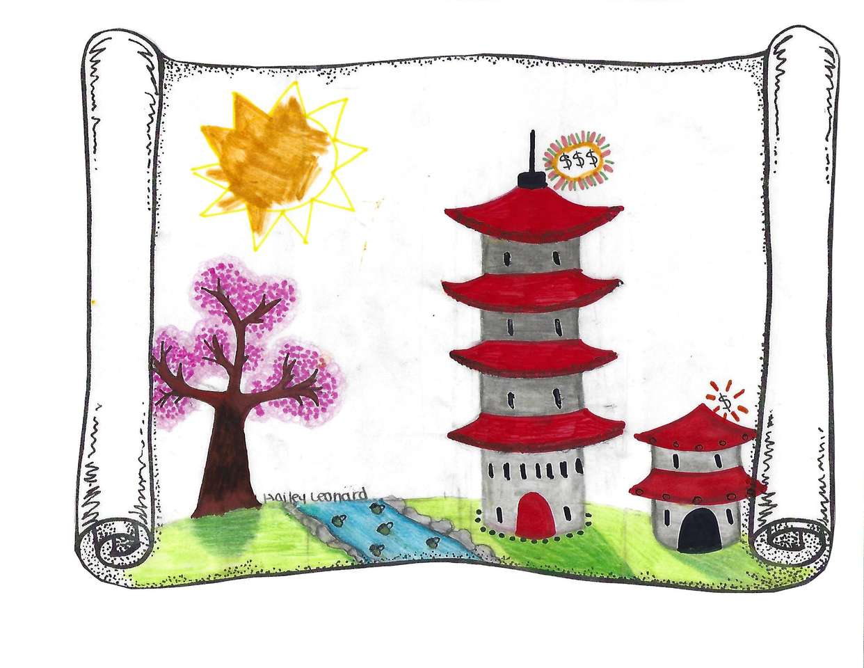 pergaminho pagode puzzle online a partir de fotografia