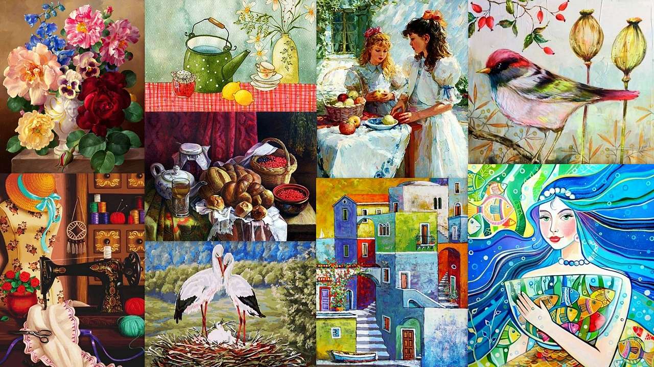 Collage of images puzzle online from photo
