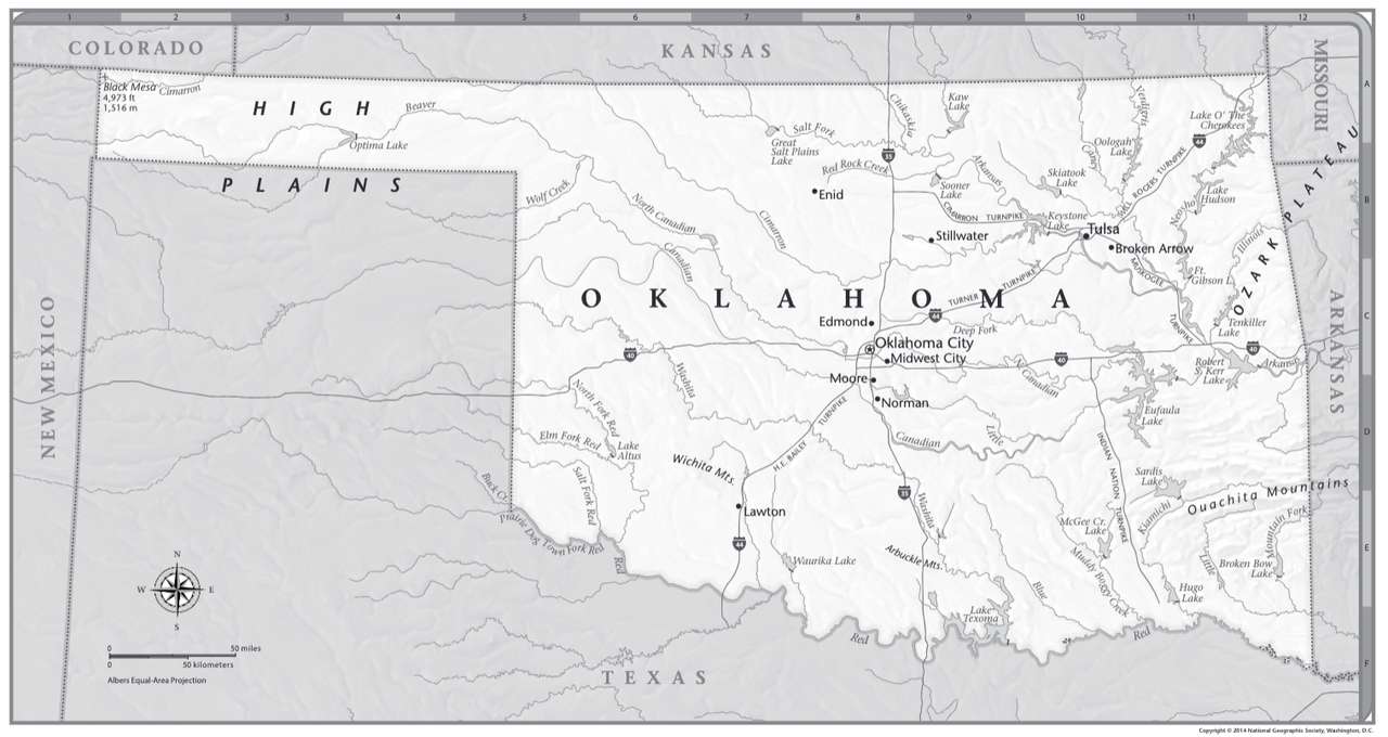 オクラホマ州の地図 写真からオンラインパズル
